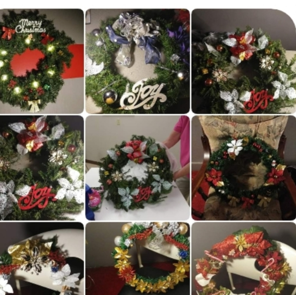 Hand crafted Christmas wreaths made by hand.